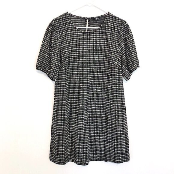 CITY CHIC Plus Size VANITY XS Little Miss Dress Black Checkered Plaid Mini Shift - Picture 2 of 12